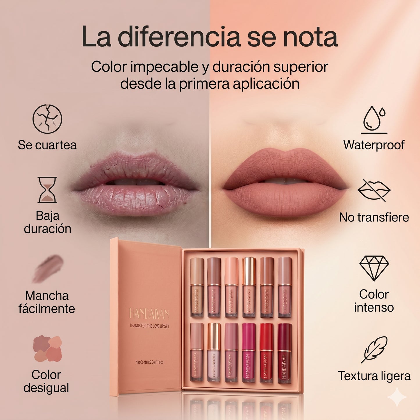 LuxeKiss™ Velvet Matte Colores duraderos sin resecar