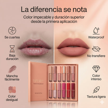LuxeKiss™ Velvet Matte Colores duraderos sin resecar